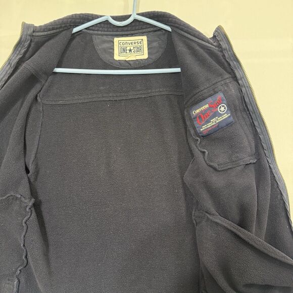 VTG Converse One Star Mens Jacket Navy Blue Full Zip Size Small Made In USA - Picture 6 of 16